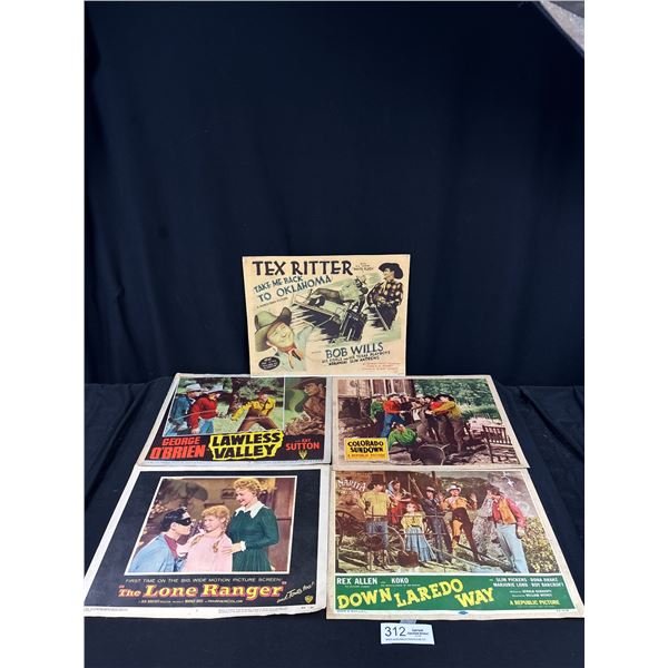 Lot of 5 Movie Cabinet Cards, The Lone Ranger, Etc