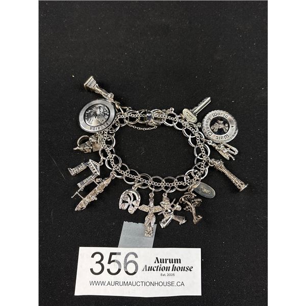 Heavy Sterling Silver Bracelet with Charms