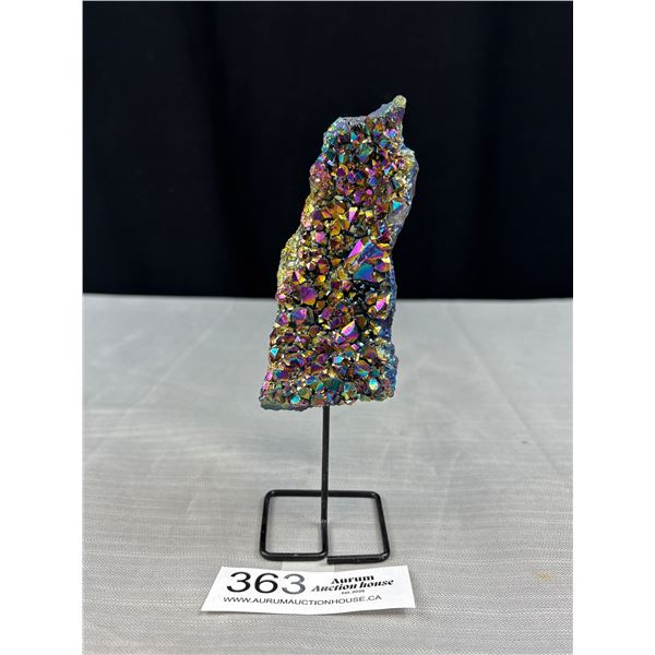 5 Inch Amethyst and Titanium Rock on Stand