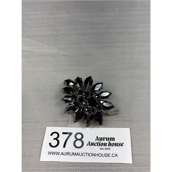 Midcentury Hematite Brooch