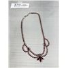 Image 3 : Vintage Red Stone Cranberry Silver Tone Necklace