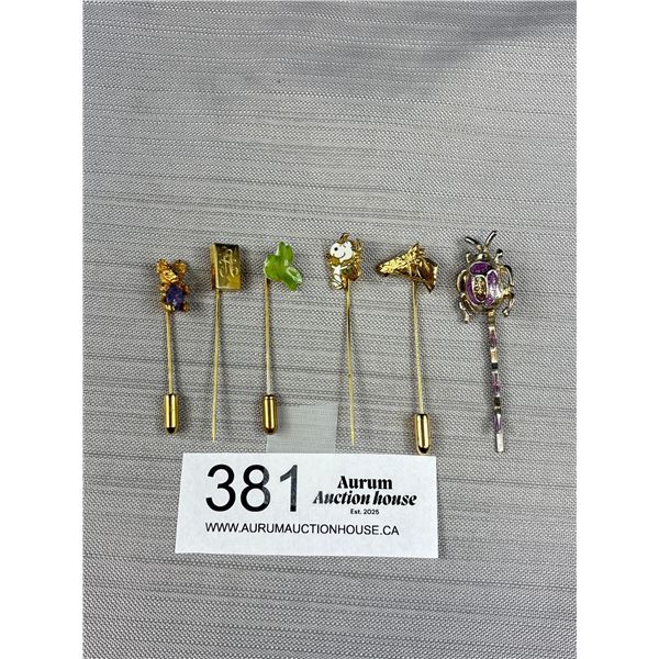 Vinatge Lot of Gold and Silver Plated Stick Pins