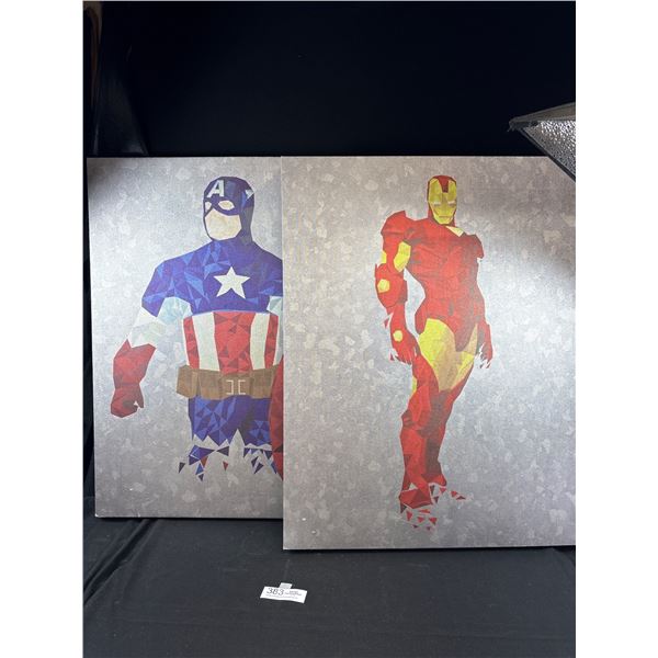 2 22x28 Inches Marvel Characters on Canvas Frames NO Shipping