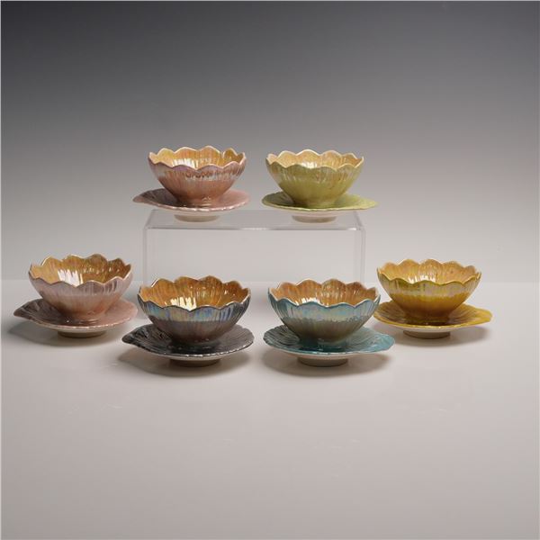 6pc Royal Winton Grimwades Lusterware Bowls with Attached Saucer