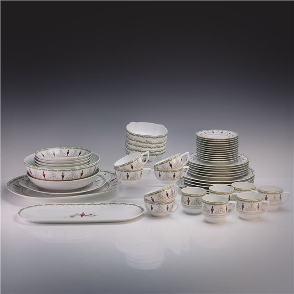 52pc Bernardaud Porcelain Dinnerware Set, Grenadiers, Happy Holiday