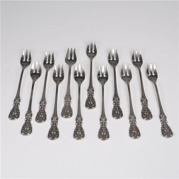12pc Reed & Barton Sterling Silver Francis I Pattern Pickle and Olive Forks