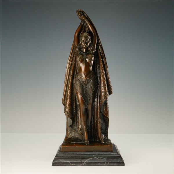 After D.H. Chiparus, "Antinea" Patinated Bronze Sculpture on Marble Base