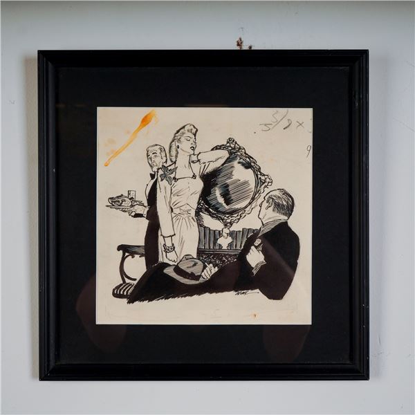 Wayne Hall Original Pen and Ink Illustration - Disappearing Brides, Signed