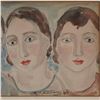 Image 3 : Abraham Walkowitz, Original Watercolor on Paper, Four Heads, Signed