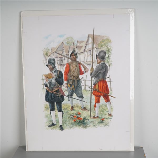Angus McBride Original Gouache on Board Elizabethan Foot Soldiers