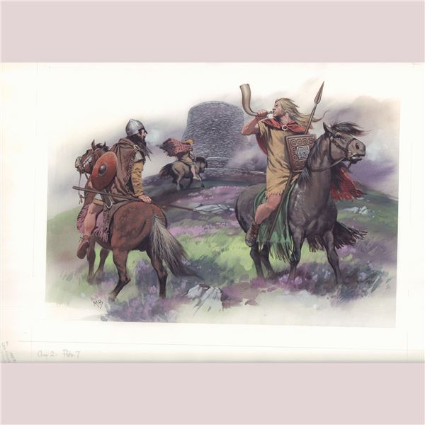 Angus McBride, Original Gouache Published Art - Celtic Horsemen at Hillfort