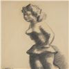 Image 2 : Chaim Gross, Drawing on Paper, Self-Portrait Sculpting a Nude, Signed