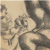 Image 5 : Chaim Gross, Drawing on Paper, Self-Portrait Sculpting a Nude, Signed