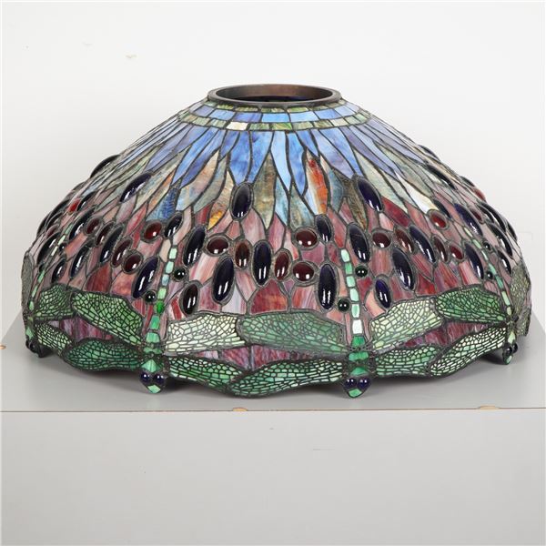 Tiffany Studios Style Stained Glass Dragonfly Motif Lamp Shade