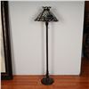 Image 1 : Tiffany Style Stained Glass Floor Lamp with Ornate Metal Base