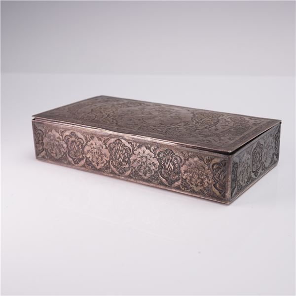 Persian Foliate Design Silver Rectangular Box