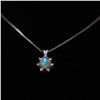 Image 2 : 14K White Gold Italian Necklace with Lab-Created Opal and Cubic Zirconia