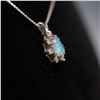 Image 3 : 14K White Gold Italian Necklace with Lab-Created Opal and Cubic Zirconia