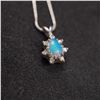 Image 6 : 14K White Gold Italian Necklace with Lab-Created Opal and Cubic Zirconia