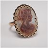Image 2 : 14K Gold Ring with Carved Mother-of-Pearl Cameo