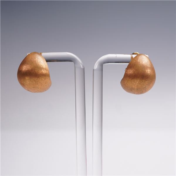 14K Gold Italian Matte Hoop Earrings