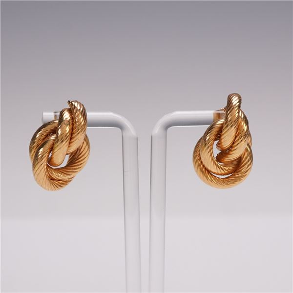 14K Yellow Gold Double Rope-Twist Knot Earrings