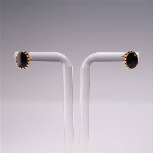 Vintage Onyx and 14K Gold Stud Earrings