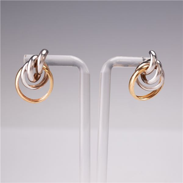 Vintage Style Two-Tone 14K Gold Knot Earrings