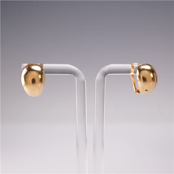 Pair of 14K Yellow Gold Half-Hoop Earrings with Omega Backs