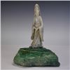 Image 1 : Chinese Jade Figure of Guanyin Mounted on Chloromelanite Base