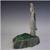 Image 3 : Chinese Jade Figure of Guanyin Mounted on Chloromelanite Base