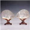 Image 1 : 4pc Chinese Carved Mother of Pearl Shell Plaques with Display Stands