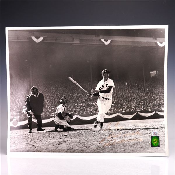 Ted Williams Signed At Bat Photo - PSA Certified