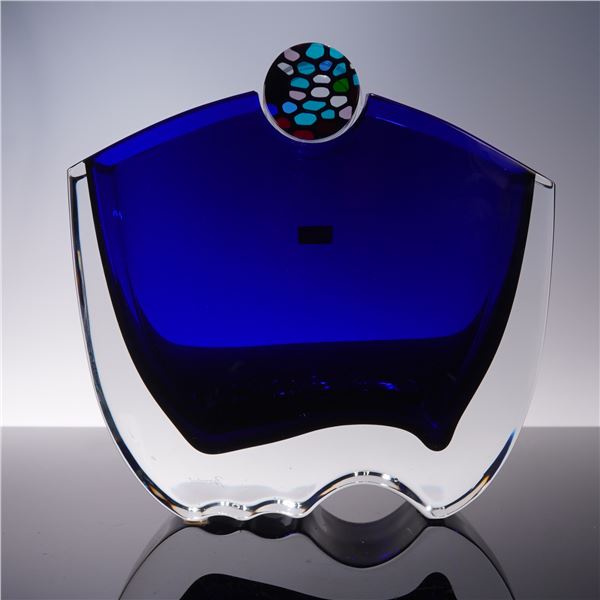 Baccarat Crystal Oceanie Cobalt to Clear Vase