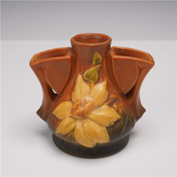 Roseville Pottery Brown Flower Frog, Clematis