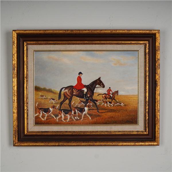 Boehm Bone Porcelain Plaque, A Good Day for the Hunt, Made in England