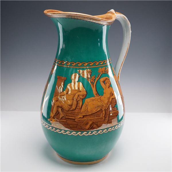 Etruscan Motif Teal Transferware Pitcher