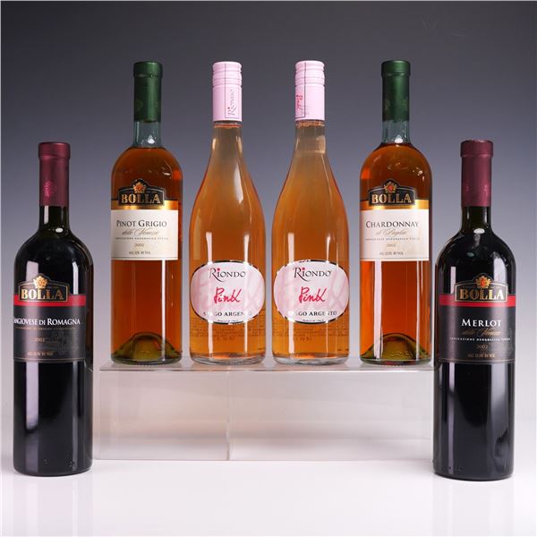 6pc Bolla & Riondo Italian Wines - Merlot, Pink & Chardonnay, 750ml