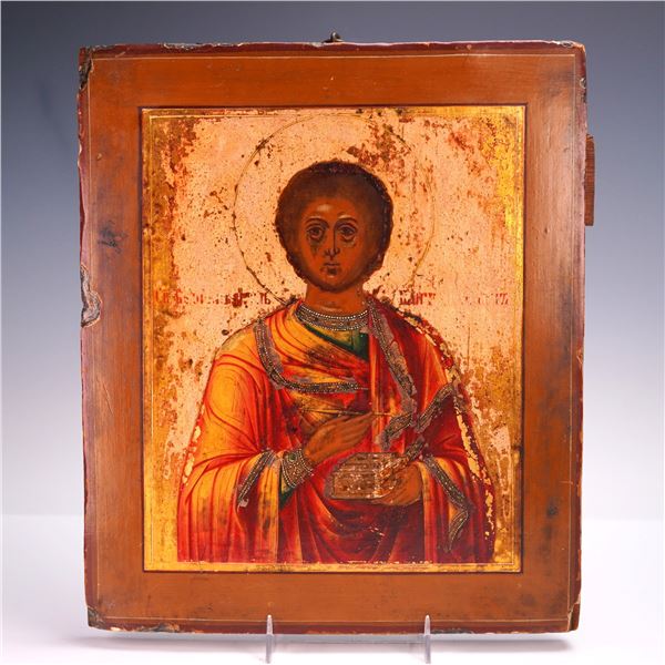 Russian Gold Leaf Saint Icon Painting on Wood