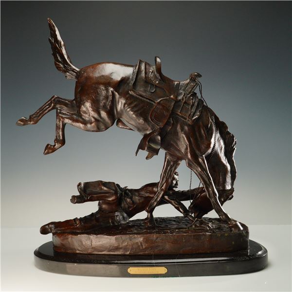 After Frederic Remington, Bronze Sculpture "Wicked Pony" on Marble Base