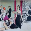 Image 2 : Wayne Hall Illustration in Ink & Wash, Elegant Cocktail Party Scene, Signed