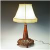 Image 1 : Tiffany Style Molded Metal Table Lamp with Pomegranate Motif