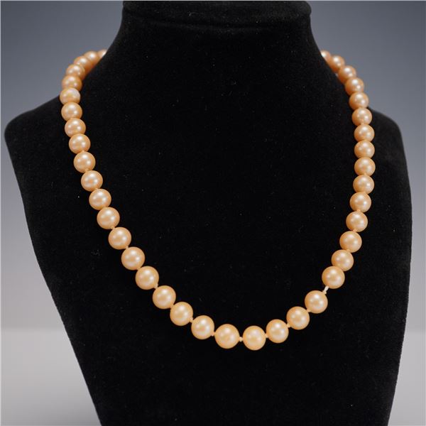 Strand of Golden Imitation Pearls with 14K Gold Clasp