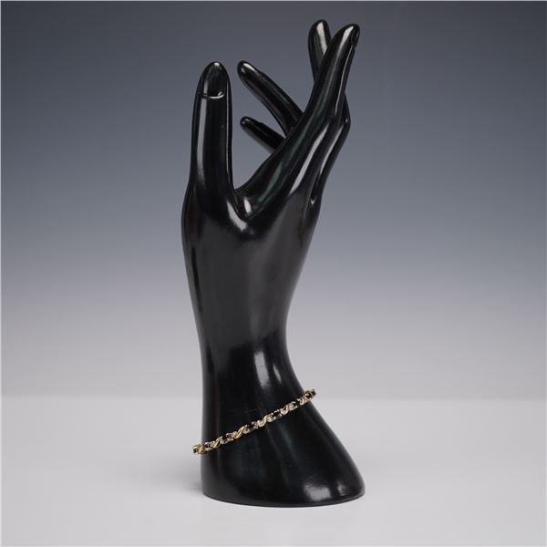 10K Gold Tennis Bracelet with Blue and White Stones