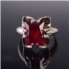 Image 2 : 10K Gold Ring w Rectangular Garnet