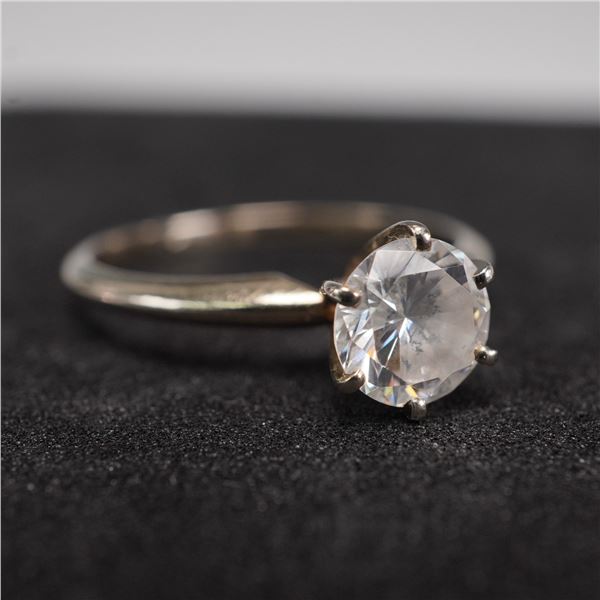 14K Gold Solitaire Ring with Round Brilliant-Cut Cubic Zirconia