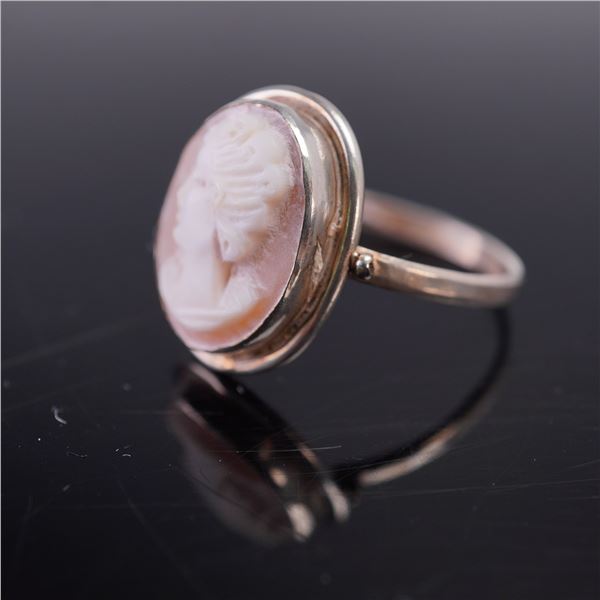 Sterling Silver Ring w Carved Shell Cameo