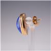 Image 2 : Oval Lapis Lazuli Stud Earrings in Gold-Tone Bezel Setting