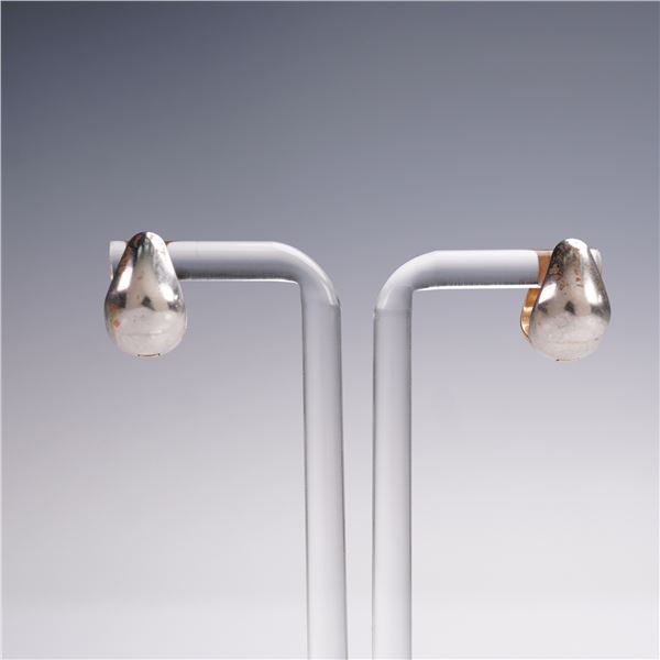 Pair of Two-Tone 14K Gold Hoop Earrings