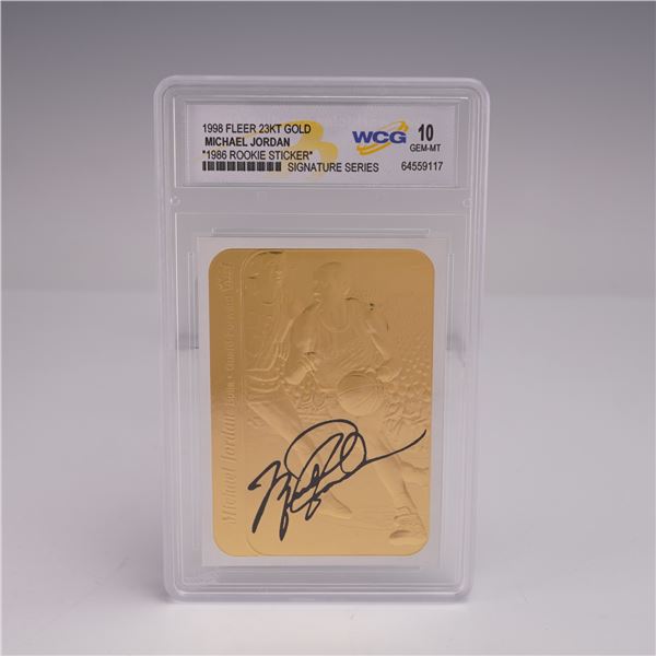 1998 Fleer 86 Rookie Sticker Michael Jordan signed 23Kt Gold WCG Gem M-10
